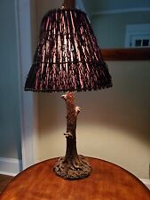 Vintage Rustic Nature Tree Table Lamp Scene Lighted Outdoors Cabin Unique  picture