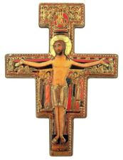 San Damiano Cross Gold Stamped Icon Statuette Magnet with Metal Stand, 3 Inch picture