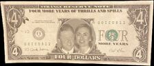 1996 Hillary & Bill Clinton Four Dollar Bill Bogus Strange Reserve Note Novelty picture