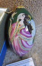 Pier 1 Hand Painted Li Bien Glass Teardrop Ornament 2014 Angel W/ Doves picture