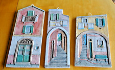 3 Vintage MONTEROSSO TERRA (FABBRICA D ARTE) TERRACOTA TILE (TOWN HOUSES) picture
