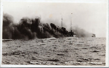 RPPC WW1 Coal Burning Navy Ships Great White Fleet E. Muller N. Moser Photo picture