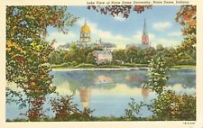 Vtg Linen Postcard Lake View Notre Dame University Notre Dame Indiana -A0152 picture