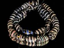 A strand of 22 Venetian African Trade Beads Black Striped Fancy Beads VB_00222_C picture