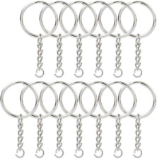 100 Pcs NANSSY 1 Inch/25mm Split Keyrings with Chain Silver Keychain Ring, Key picture