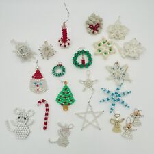21 Piece Lot Vintage Hand Made Beaded Christmas Ornaments picture