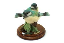 Giuseppe Armani Capodimonte Figurine CHICKADEES Porcelain on Wood Signed Italy picture