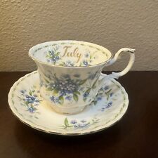 Vintage Royal Albert July Tea Cup/Saucer Set Flower of the month Forget Me Not picture