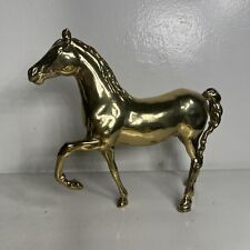 Vintage 3D Solid Brass Thoroughbred Horse Raised Leg 8.5” H Sculpture Elegant  picture