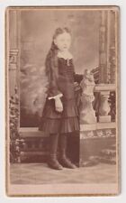 Antique CDV Pretty Girl Long Hair Photo by GM Bowen Elroy Wisconsin c 1870's picture