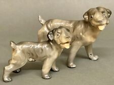 Fabulous Vintage Set of Two Erphila  Blue Terrier  Germany Porcelain Figurine picture