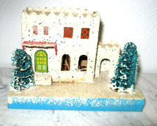 Vintage Putz Cardboard Glitter Mica Christmas Village White House Japan picture