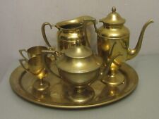 Dirigold Dirilyte Gold Tea Coffee Pot Cream Sugar Bowl Water Pitcher Tray 6P SET picture