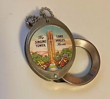 Vintage Bok Singing Tower Lake Wales Florida Souvenir Keychain Magnifier Compass picture