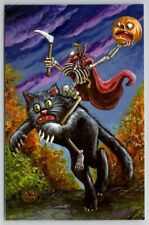 Matthew Kirscht Halloween The Headless Catman Skelton Shiverbones Postcard MK picture