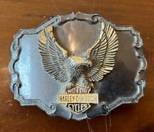 Vintage Harley Davidson Motorcycle Shield With Eagle Belt Buckle picture