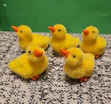 Fuzzy Sisal Resin Ducks  Chick Figurines - Set of 5  picture