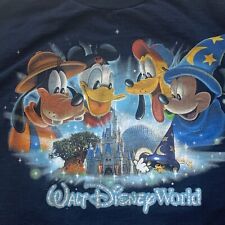 Vintage Walt Disney T-Shirt  Navy Blue Mickey Donald Goofy Pluto Adults Size S picture
