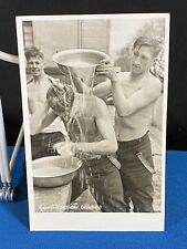 German Soldiers Bathing Military WWII War Photo Postcard Postmarked picture