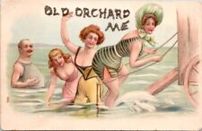 Antique old orchard beach glitter postcard bathing beauties smacking butt picture