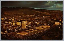 Honolulu Hawaii Ala Moana Center at Sunset c1960s Aerial View Postcard picture