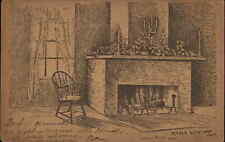 Maple Leaf Inn Fireplace Tamworth NH Cancel 1908 Postcard picture