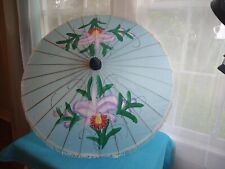 Oriental Thailand Vintage Floral Bamboo Decorative Umbrella Handmade picture