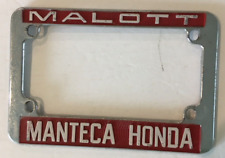 Malott Manteca Honda vintage metal motorcycle license plate frame picture