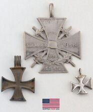 3 Pendant GERMAN IRON Cross Talisman Charm Soldiers AMULET Jewelry WWII ww1 WWI picture
