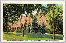 Vtg Denver Colorado CO Porter Sanitarium & Hospital 1940s Linen View Postcard picture