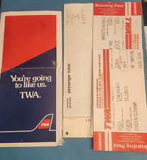 TWA Ticket Jacket + Ticket + Boarding Passes 1983 Cincy St. louis San Jose picture