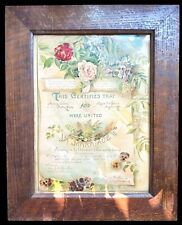 Antique Original Victorian Wood Framed Marriage Certificate From 1900 Lithograph picture