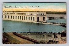 Keokuk IA-Iowa, Scenic View Power House & Dam, Antique Vintage Postcard picture