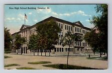 Decatur, IL-Illinois, New High School Building Antique c1918, Vintage Postcard picture