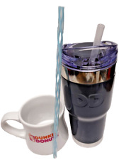 Combo of Dunkin Donuts 14/24oz Grey Stainless Steel Tumbler and Mug picture