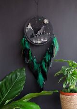 Handmade Wolf Spirit Dreamcatcher - Black & Green Wall Hanging for Home Decor picture