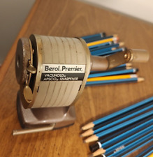Vintage BEROL PREMIER Pencil Sharpener Vacuhold APSCO USA & Bazic Pencil Bundle picture