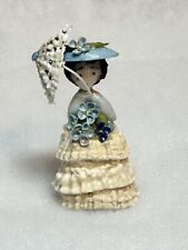 RARE Vintage Handmade Sea Shell Doll Miniature Lady W/Parasol Umbrella Victorian picture