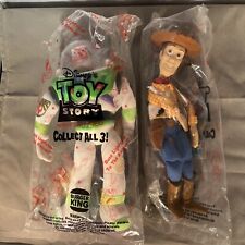 Burger King Vintage 1995 Toy Story Talking Buzz Lightyear And Woody Toys 10” picture