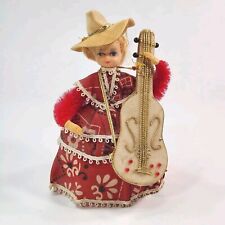 Vintage Sequin Cowgirl Playing Guitar Cello Red Dress (READ) picture