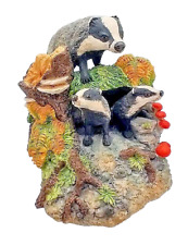 David Walton - Signed - BADGER Family & Mushrooms Figurine 1981 - Hand Made picture