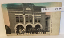 EARLY WATERLOO IOWA CENTRAL FIRE STATION FIREMEN HORSE DRAWN HOSE CARTS POSTCARD picture