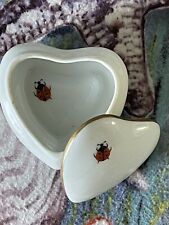 VTG Chamart Limoges France Heart Trinket Box Ladybugs LEC Porcelain Gold-Rimmed picture