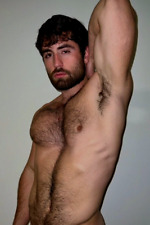 Shirtless Male Muscular Hairy Chest Abs Arm Pit Bearded Beefcake PHOTO 4X6 H574 picture