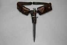 SWISS ARMY BELT POUCH LEATHER SCHMIDT RUBIN RIFLE 2 AMMO BAGS AND BAYONET . picture