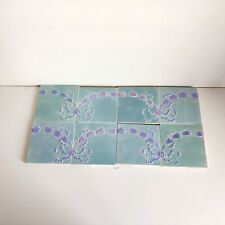 1930s Vintage Floral Embossed Architecture Furniture Tile Set Of 8 England CT12 picture