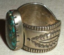 VINTAGE NAVAJO SIGNED PHILBERT BEGAY TURQUOISE STERLING SILVER RING SIZE 14 vafo picture