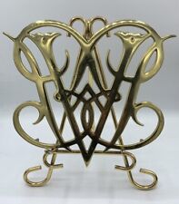 VTG Solid Brass Trivet Williamsburg Metalcrafters Queen Ann Cypher 1950s Rare picture