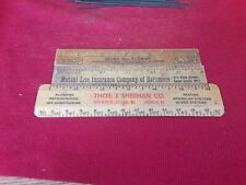 3 Advertising Rulers 6inch Wood Mutual Life, Selby Florist, Thos. Sheehan Co. picture
