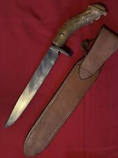 Vintage Steve Brooks Custom Twist Damascus Handmade Stag Handle Rifleman’s Knife picture